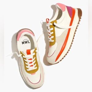 Madewell Kickoff Trainer Sneakers in Bright Colorblock Leather Size 6